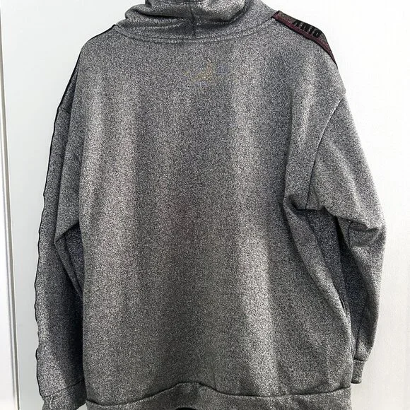 PINK Victoria’s Secret Bling Sequin Campus Collar Sweatshirt Rainbow Sleeve L - Picture 5 of 10